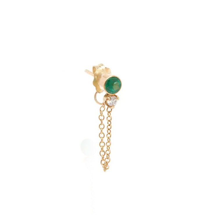 Emerald Front/Back Curb Chain Earrings