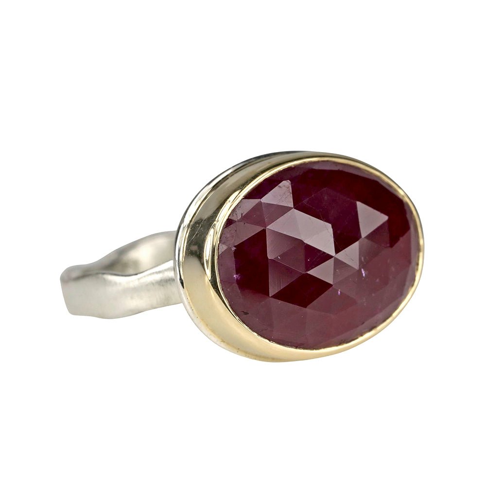 14K Gold Oval Indian Ruby Ring