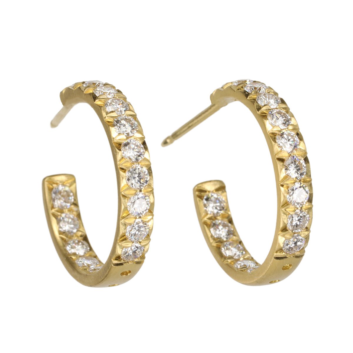 Caroline Ellen Small Gold and Pave Diamond Hoop Earrings – Peridot