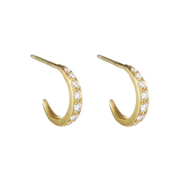 Caroline Ellen Small Gold and Pave Diamond Hoop Earrings – Peridot