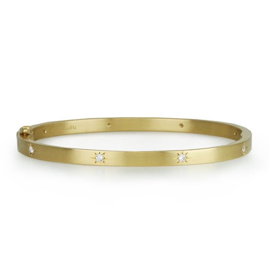 Diamond Stars Bangle Bracelet, 14K Yellow Gold