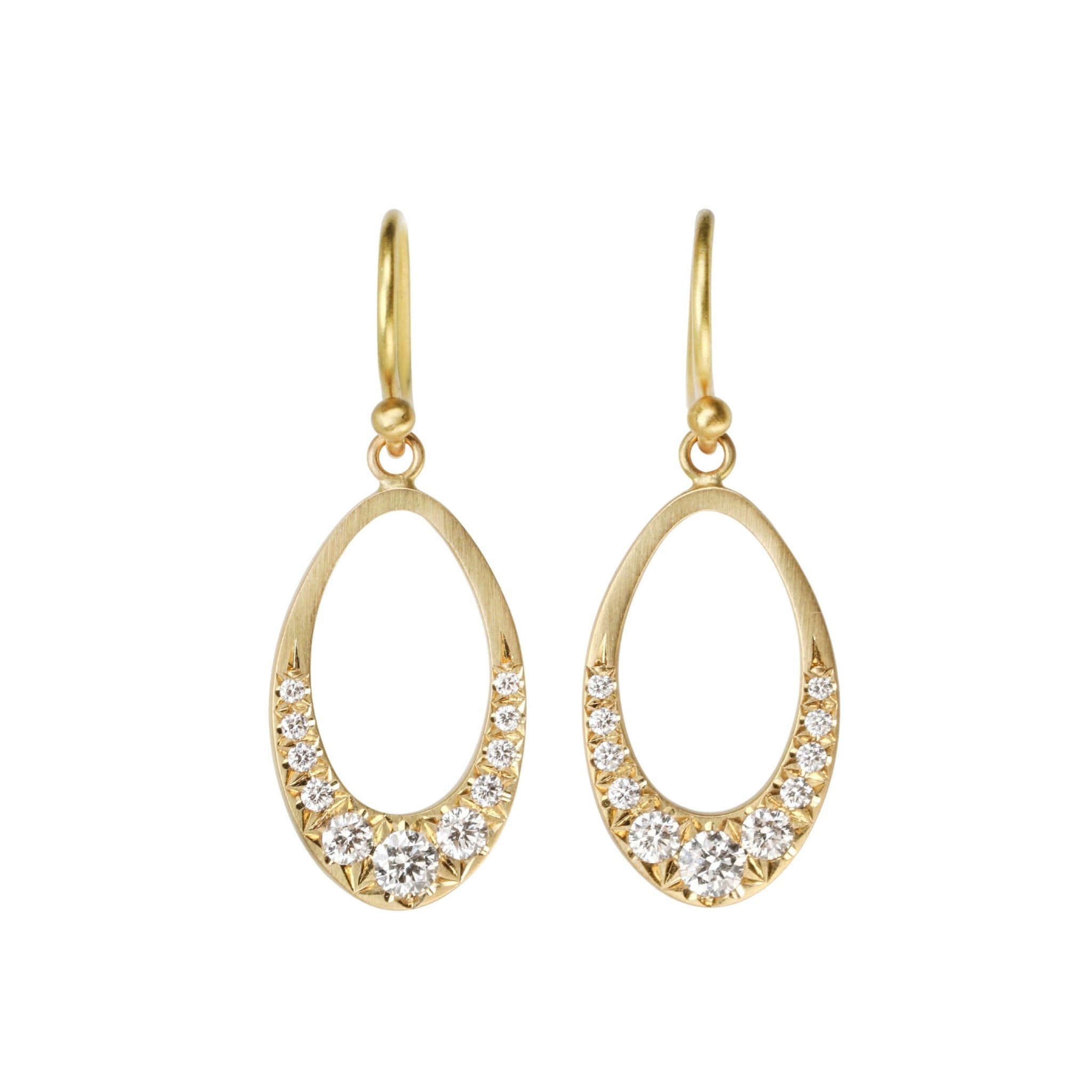 Caroline Ellen Mini Pear-Shaped Doorknocker Earrings on Sculptural Ear Wires