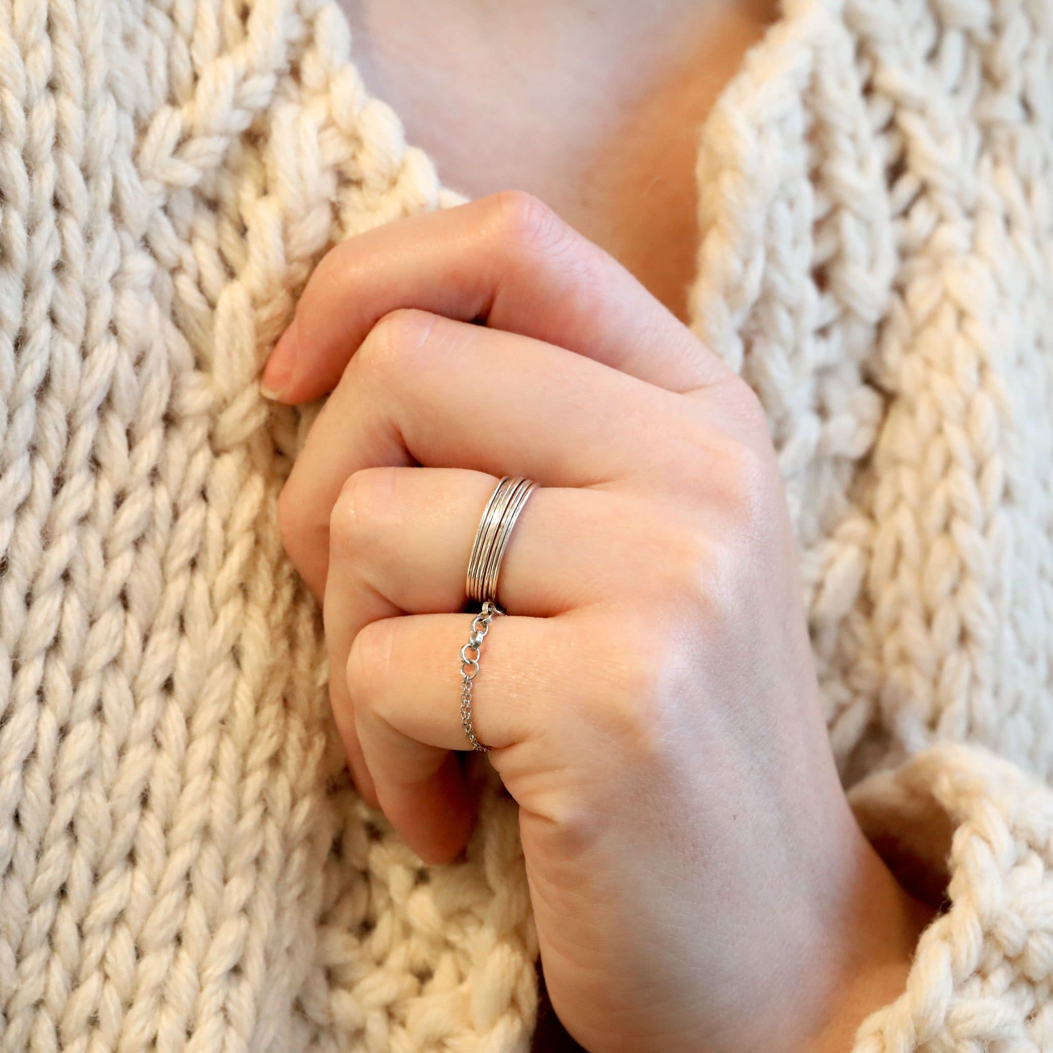 Crochet knitting rings sterling silver