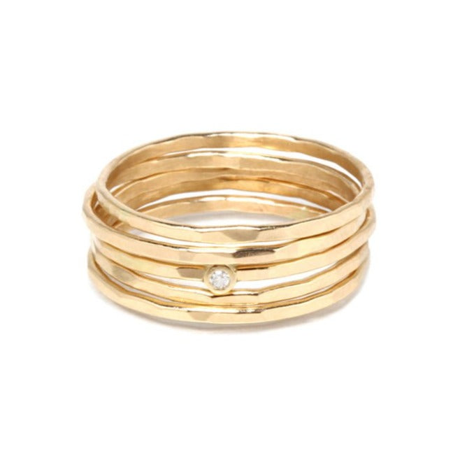 Gold Crystal Multi Chain Six Pack Stacking Rings