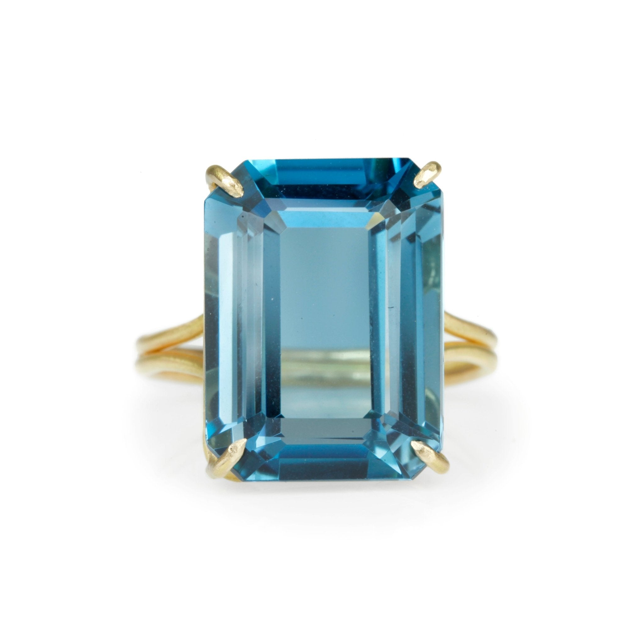 Rosanne Pugliese Gold And Emerald Cut London Blue Topaz Ring – Peridot 