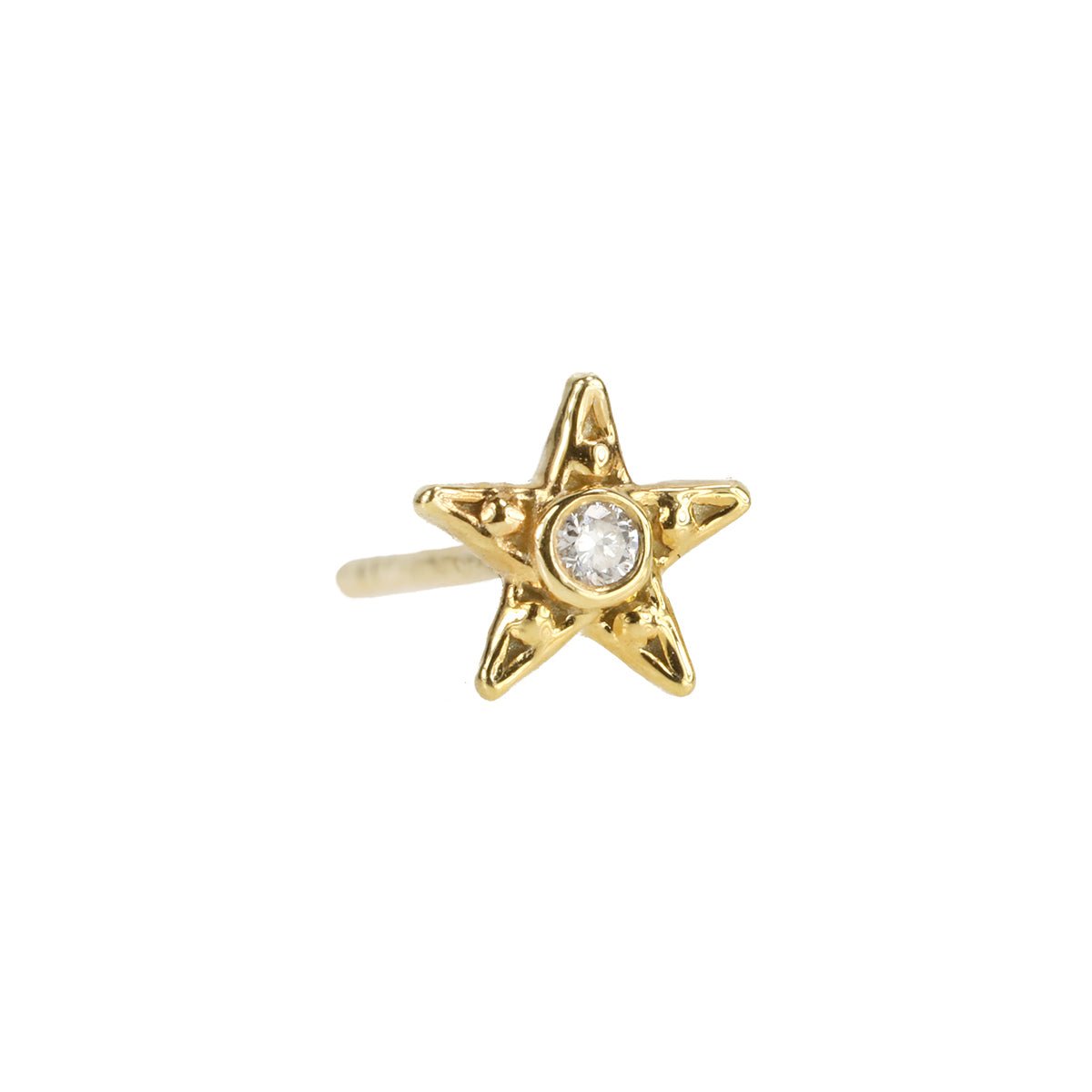 Diamond Star Stud Earrings - Five Pointed Star Diamond Stud Earrings