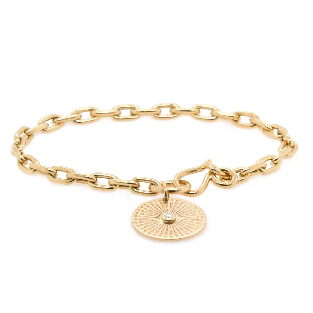 18K YELLOW GOLD OVAL LINK CHARM BRACELET