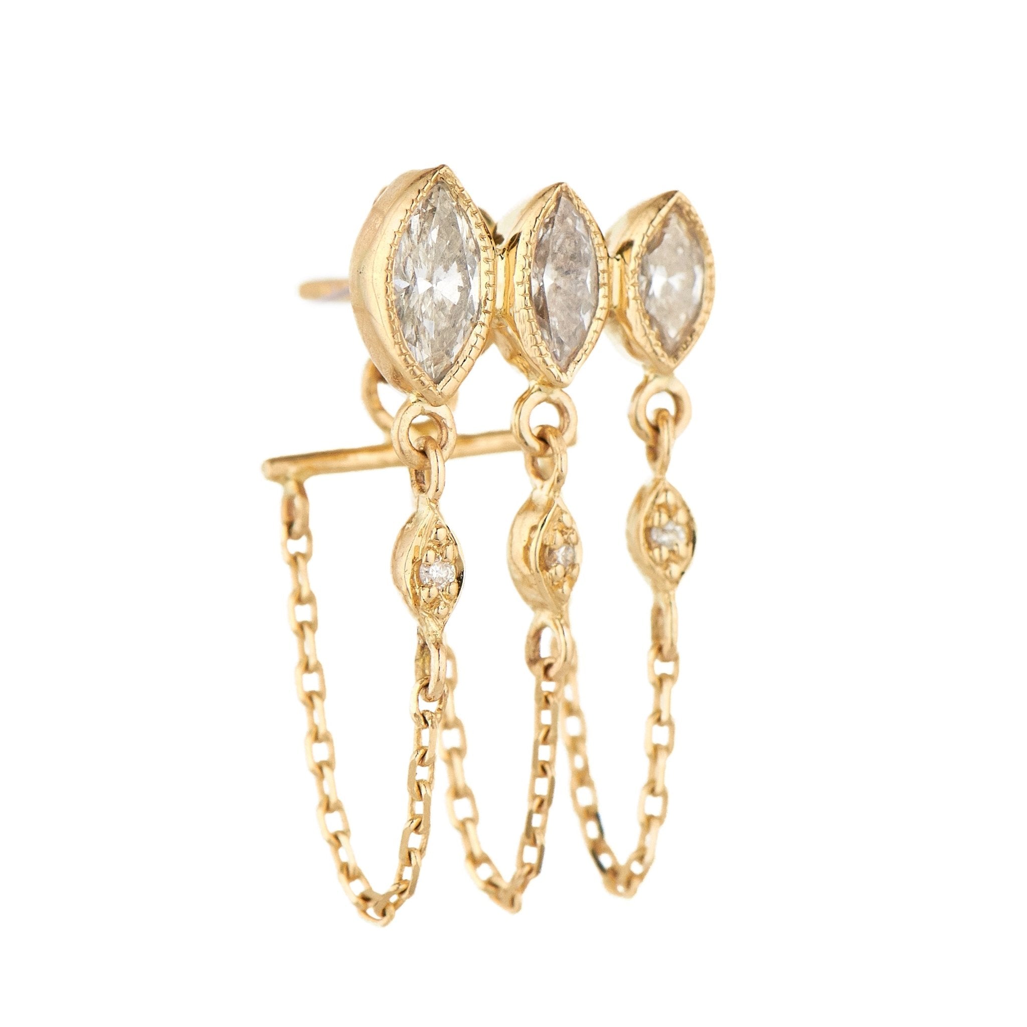 North Star & Diamonds Long Chain Earrings - Celine Daoust - Celine Daoust