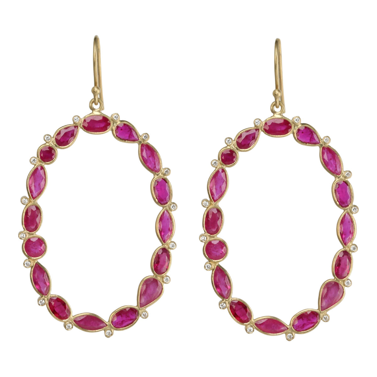 Kothari Multi-Shape Ruby Mix-It-Up Earrings with Diamonds