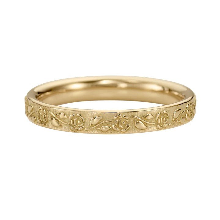 ORDER ONLY: Artemer 18K Gold Embossed Rose Ring – Peridot Fine