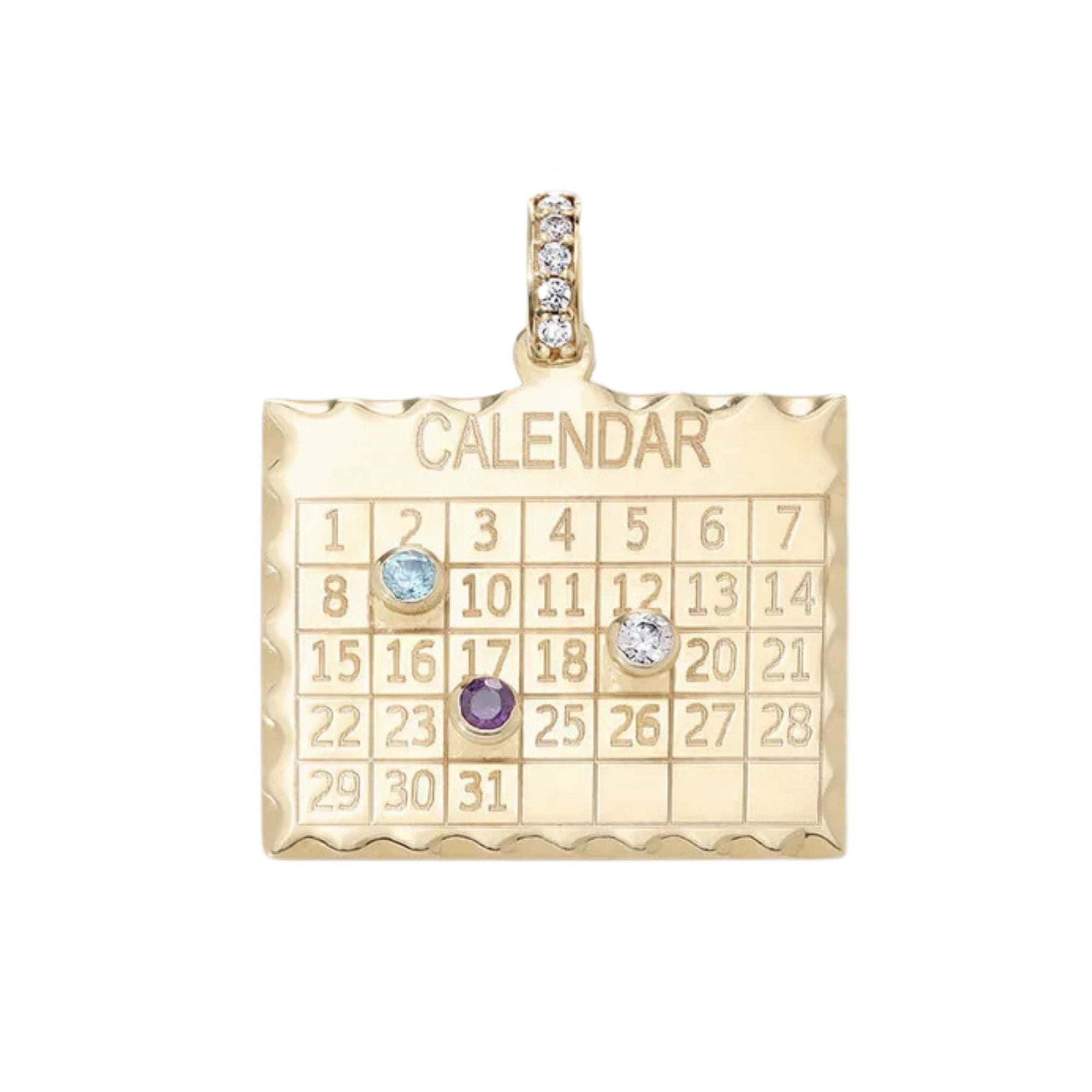 10K Gold "1960s Calendar" Multi - Date Customizable Pendant - Peridot Fine Jewelry - Zahava