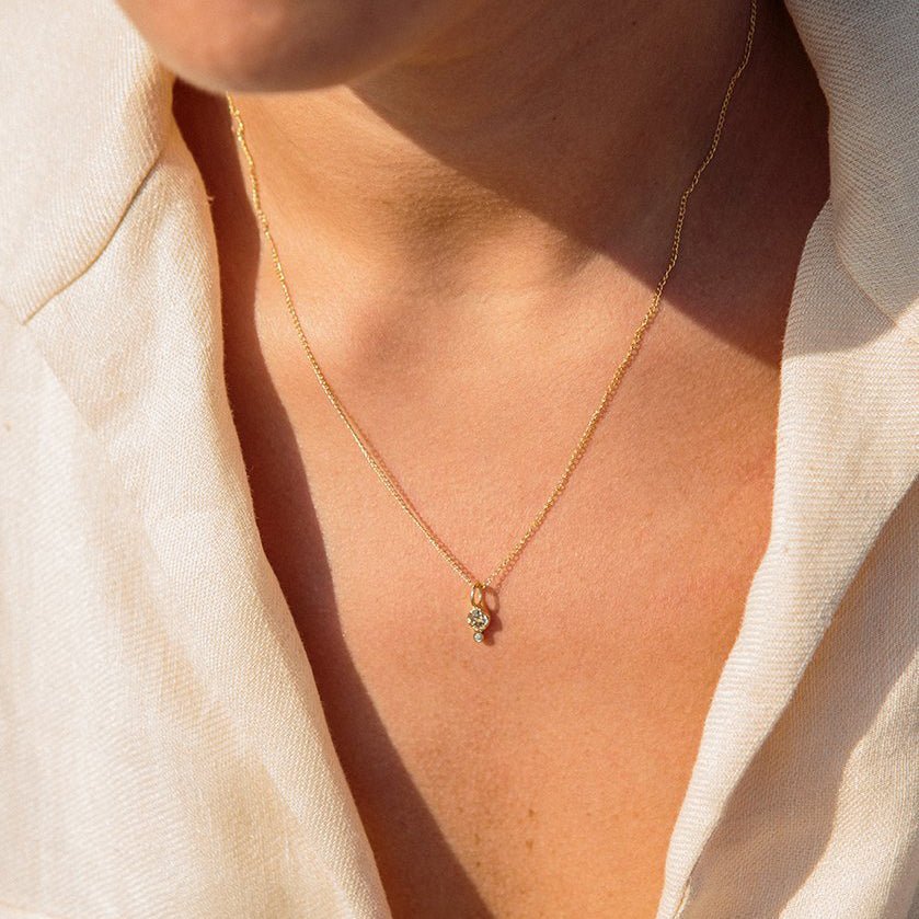 10K Gold Amethyst Birthstone Charm with Diamond Drop - Peridot Fine Jewelry - Zahava