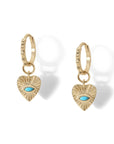 10K Gold "Heart" Turquoise Earring Charms - CHARMS ONLY - Peridot Fine Jewelry - Zahava