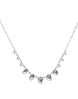 14K Bezel - Set Multi - Drop Aquamarine Necklace with Rose - Cut Diamond Slices - Peridot Fine Jewelry - Celine Daoust