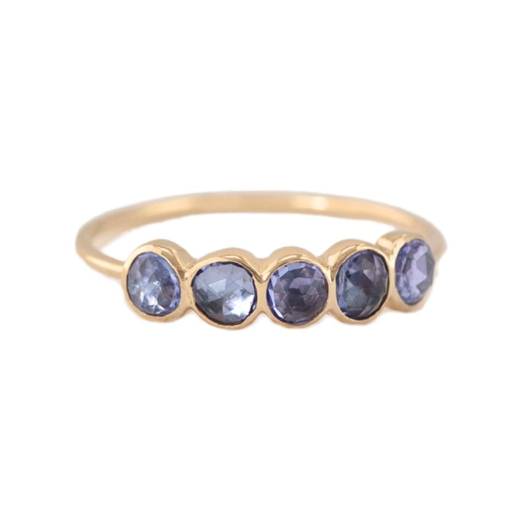 14K & Five Bezel - Set Tanzanite Ring - Peridot Fine Jewelry - Celine Daoust