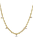 14K Gold Snake Chain and 7 Diamond Necklace - Peridot Fine Jewelry - Zoe Chicco