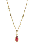 18 & 22K Gold Bezel-Set Bright Pink Tourmaline Pendant - Peridot Fine Jewelry - Petra Class