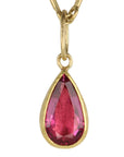 18 & 22K Gold Bezel-Set Bright Pink Tourmaline Pendant - Peridot Fine Jewelry - Petra Class