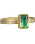 18 & 22K Gold Bezel-Set Rectangular Emerald Ring - Peridot Fine Jewelry - Petra Class