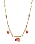 18 & 22K Gold Segmented Double Bar Necklace with Three Rubies - Peridot Fine Jewelry - Petra Class