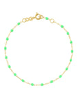 18K Gold and Neon Green Resin Beaded "Classic" Bracelet - Peridot Fine Jewelry - Gigi Clozeau