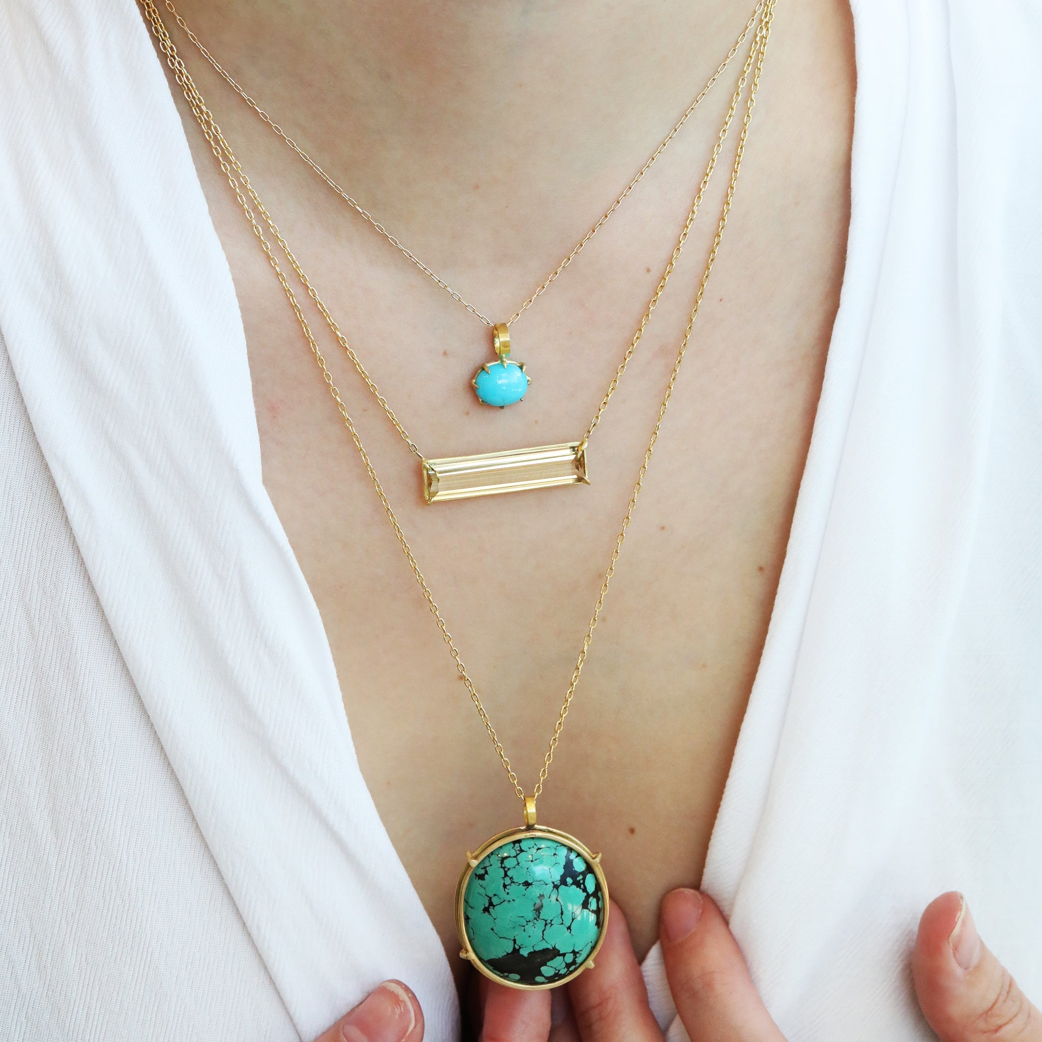 Turquoise Pendant Necklace, Solid Gold online Necklace Pendant