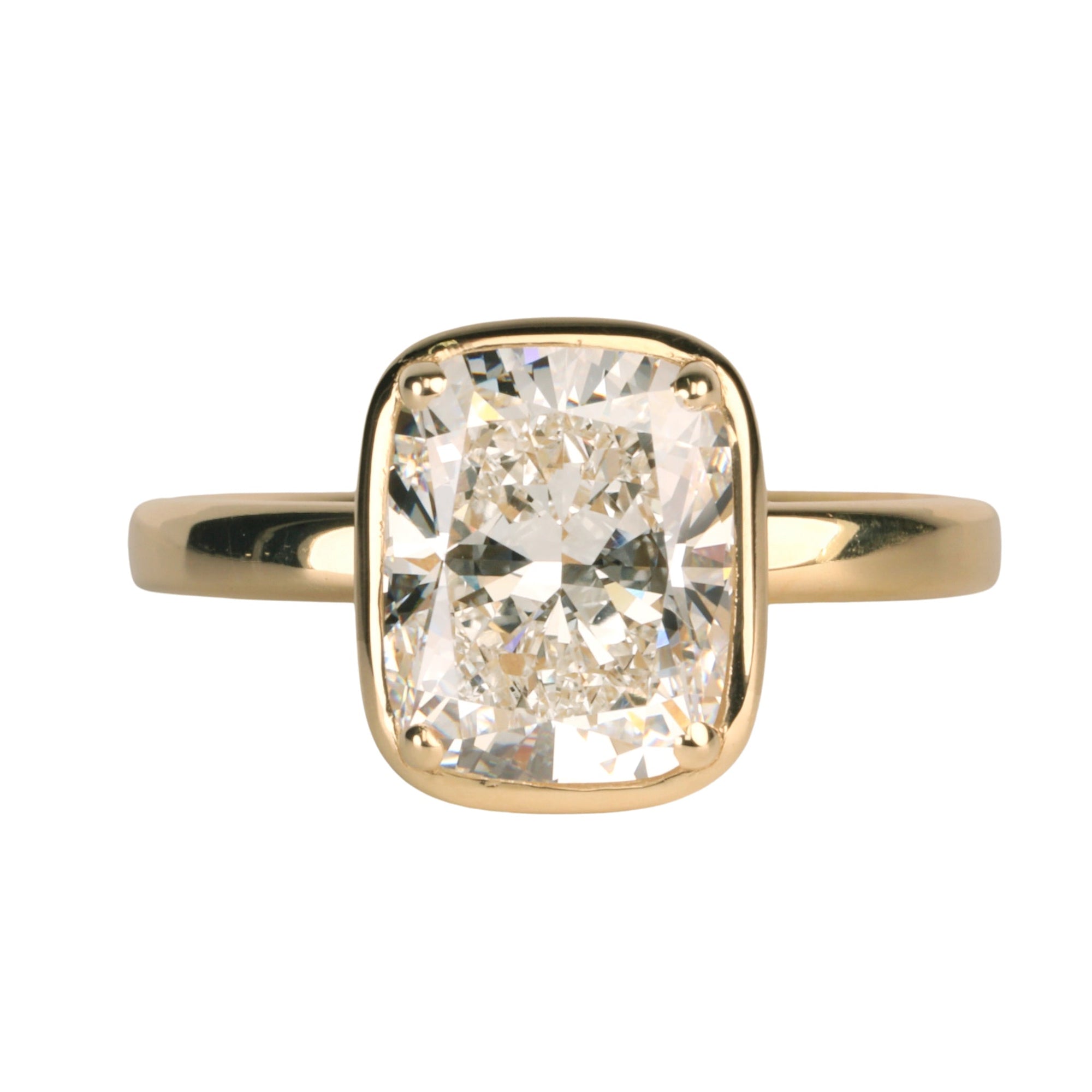 18K Gold "Haley" Ring with Elongated Cushion - Cut Lab Grown Diamond - Peridot Fine Jewelry - Anne Sportun