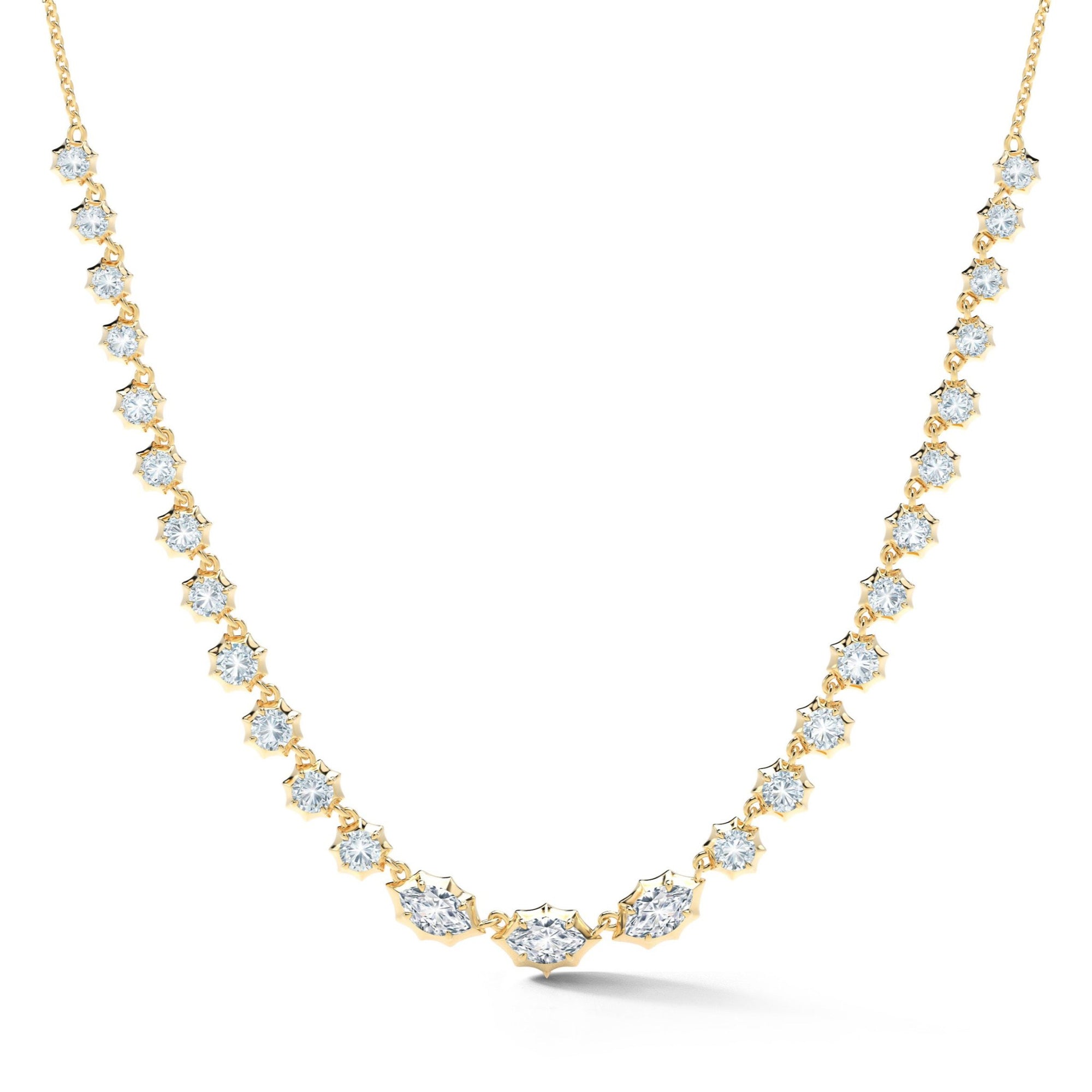 18K Gold "Maverick Diamond Riviera" Tennis - Style Necklace - Peridot Fine Jewelry - Jade Trau