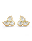 18K Gold "Poppy" Three Diamond Cluster Stud Earrings - Peridot Fine Jewelry - Jade Trau