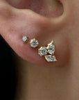 18K Gold "Poppy" Three Diamond Cluster Stud Earrings - Peridot Fine Jewelry - Jade Trau