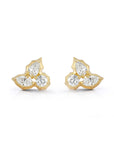 18K Gold "Posey" Three Diamond Cluster Stud Earrings - Peridot Fine Jewelry - Jade Trau