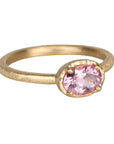 18K Gold Prong - Set Oval Flamingo Pink Morganite Ring - Peridot Fine Jewelry - Yasuko Azuma