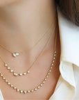 18K Gold Small "Envoy Riviera" Tennis - Style Diamond Necklace - Peridot Fine Jewelry - Jade Trau