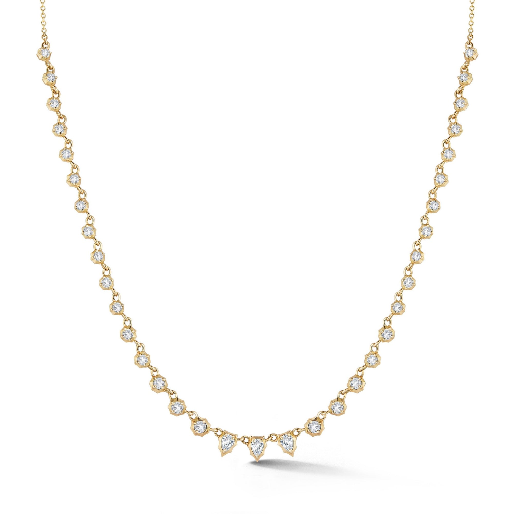 18K Gold Small "Envoy Riviera" Tennis - Style Diamond Necklace - Peridot Fine Jewelry - Jade Trau