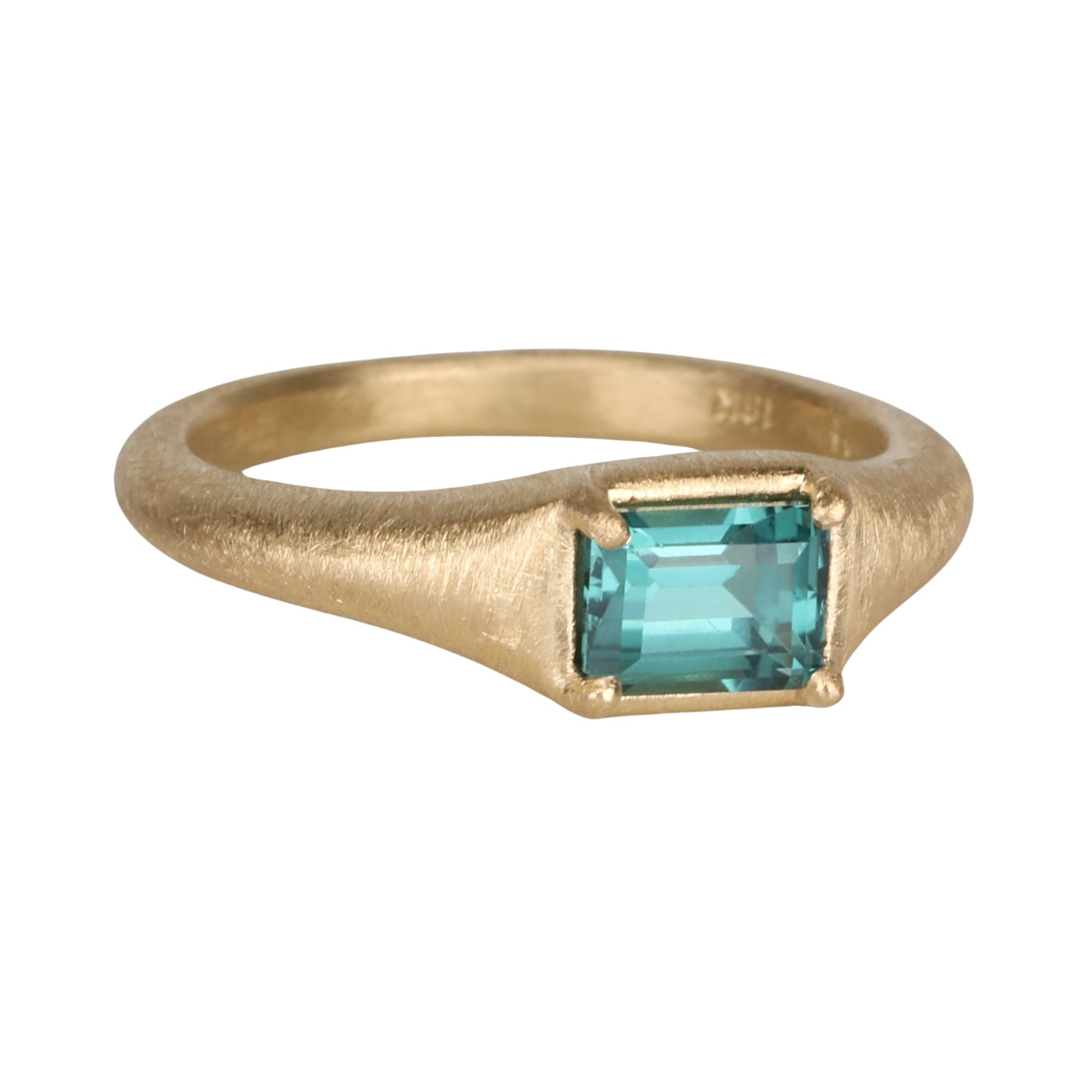 18K Gold Tapered &quot;Zen&quot; Ring with Green Tourmaline - Peridot Fine Jewelry - Yasuko Azuma