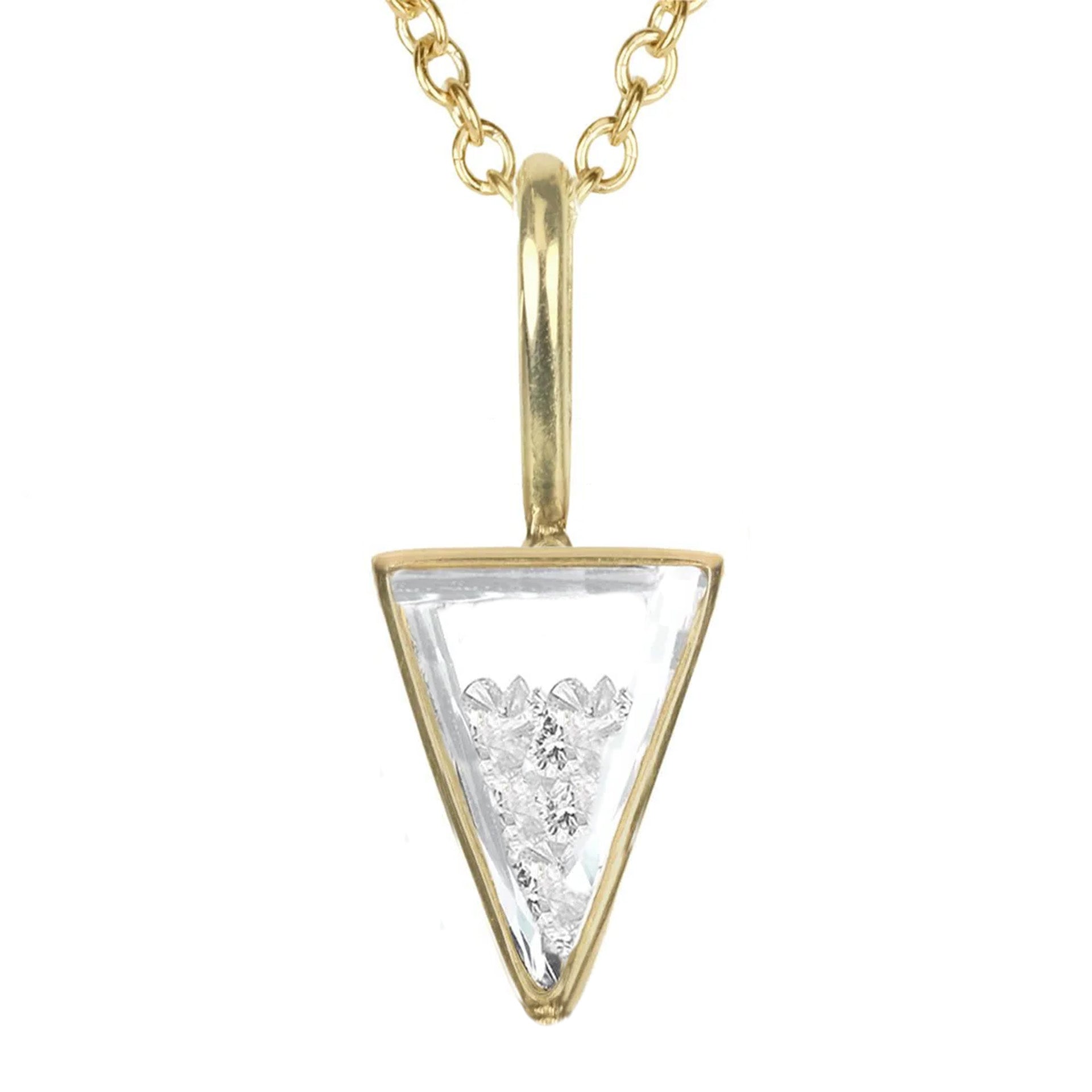 18K Gold Upside Down Triangle Shaped &quot;Vee&quot; Diamond &quot;Shake&quot; Charm - Peridot Fine Jewelry - Moritz Glik