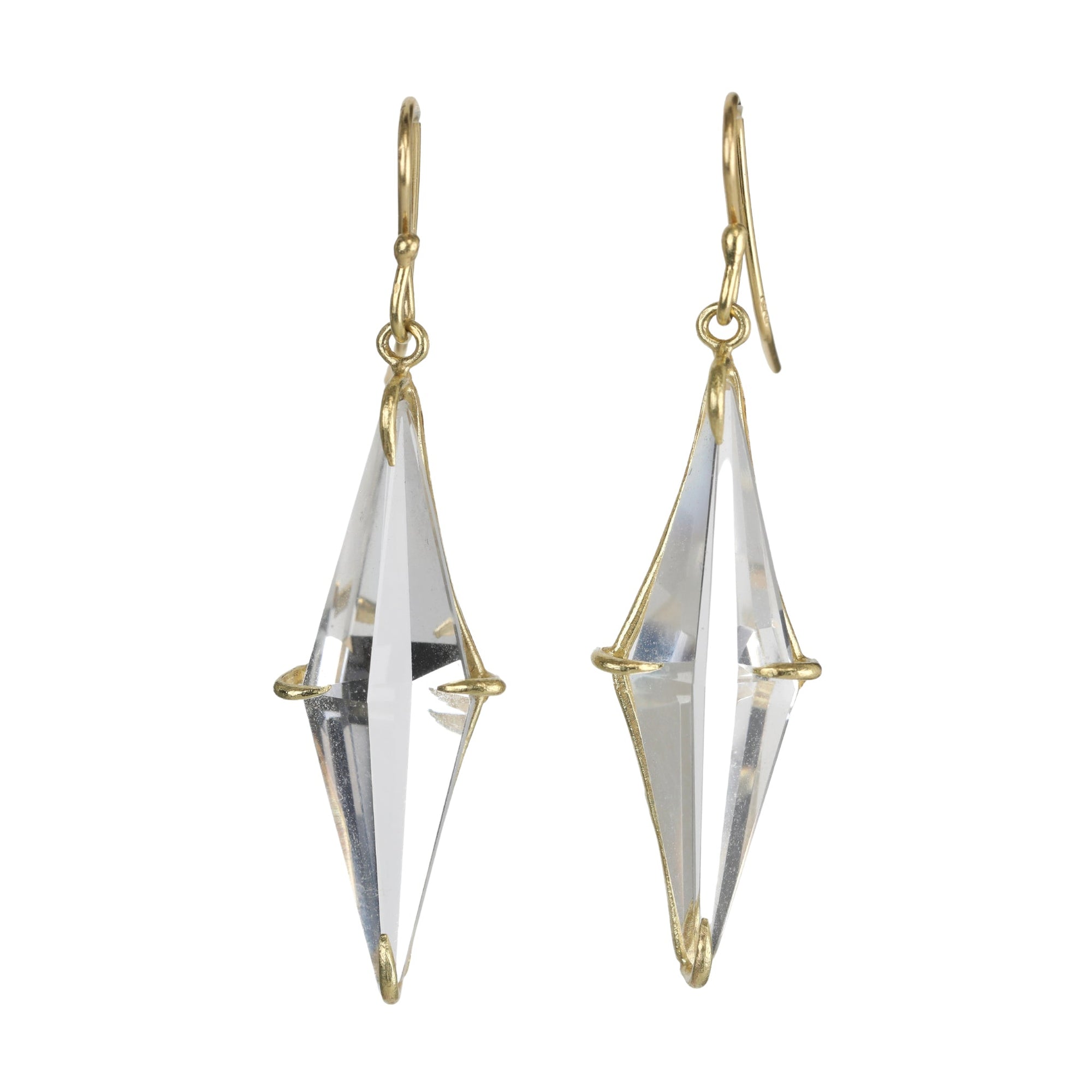 18K Gold & White Topaz "Kite" Prism Earrings - Peridot Fine Jewelry - Rosanne Pugliese