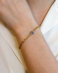 20K Gold Small Pave Blue Sapphire "Nugget" Chain Bracelet - Peridot Fine Jewelry - Caroline Ellen