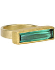 22 & 18K Gold Long Rectangular Green Tourmaline Ring - Peridot Fine Jewelry - Petra Class