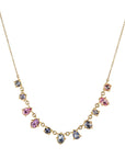 22 & 18K Gold Multi - Shape Multicolor Sapphire Necklace - Peridot Fine Jewelry - Annie Fensterstock