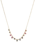 22 & 18K Gold Multi - Shape Multicolor Sapphire Necklace - Peridot Fine Jewelry - Annie Fensterstock