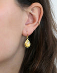 22 & 18K Teardrop Ethiopian Opal Earrings with Double Wire Frame Borders - Peridot Fine Jewelry - Petra Class