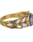 22 Karat Gold Purple Sapphire and Diamond Garland Ring - Peridot Fine Jewelry - Cathy Waterman