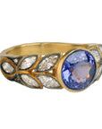 22 Karat Gold Purple Sapphire and Diamond Garland Ring - Peridot Fine Jewelry - Cathy Waterman