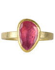 22K & 18K Gold Irregular Faceted Pink Sapphire Ring - Peridot Fine Jewelry - Petra Class