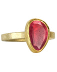 22K & 18K Gold Irregular Faceted Pink Sapphire Ring - Peridot Fine Jewelry - Petra Class