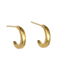 22K Gold Handmade Solid Crescent Hoop Earrings - Peridot Fine Jewelry - Rosanne Pugliese