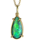 22K Gold Prong - Set Teardop Opal Pendant - Peridot Fine Jewelry - Annie Fensterstock