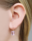 Lavender Amethyst Emerald Cut Earrings