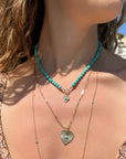 10K Gold Mini Textured Heart Pendant with Turquoise